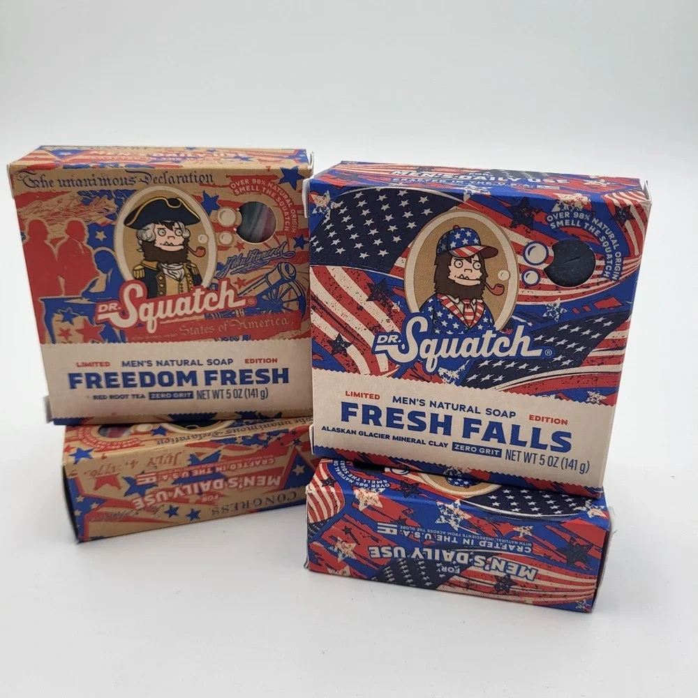 Dr. Squatch (2) Freedom Fresh (2) Fresh Falls Mens Natural Soap 5oz Zero Grit